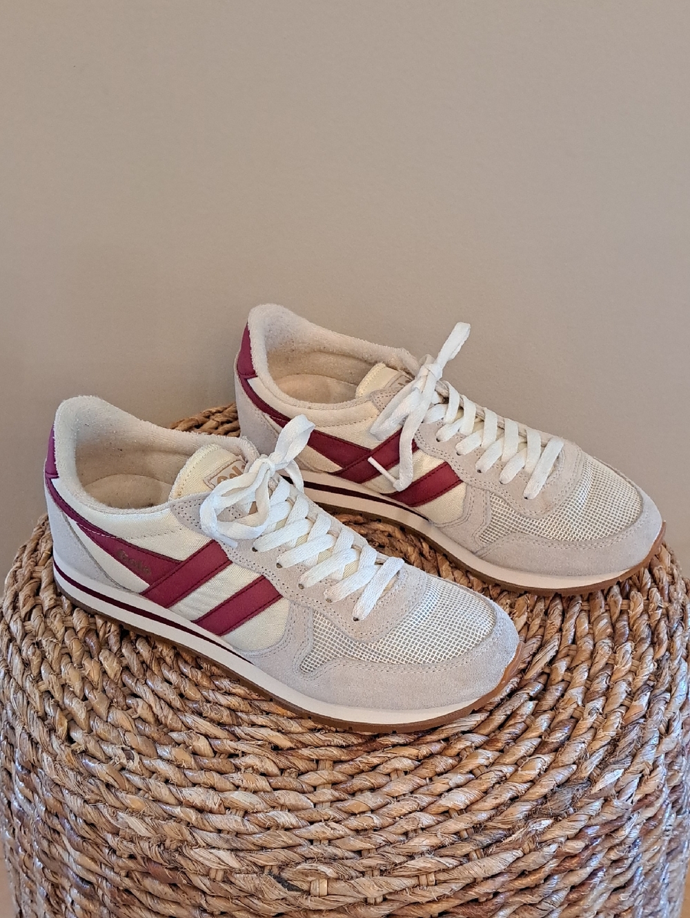 GOLA Mens Daytona Athleisure/Preppy/Casual Ivory Nylon/Beige Suede Sneakers 8/41